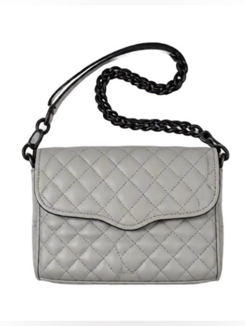 Rebecca Minkoff Quilted Gray Chevron Chain Shoulder Bag